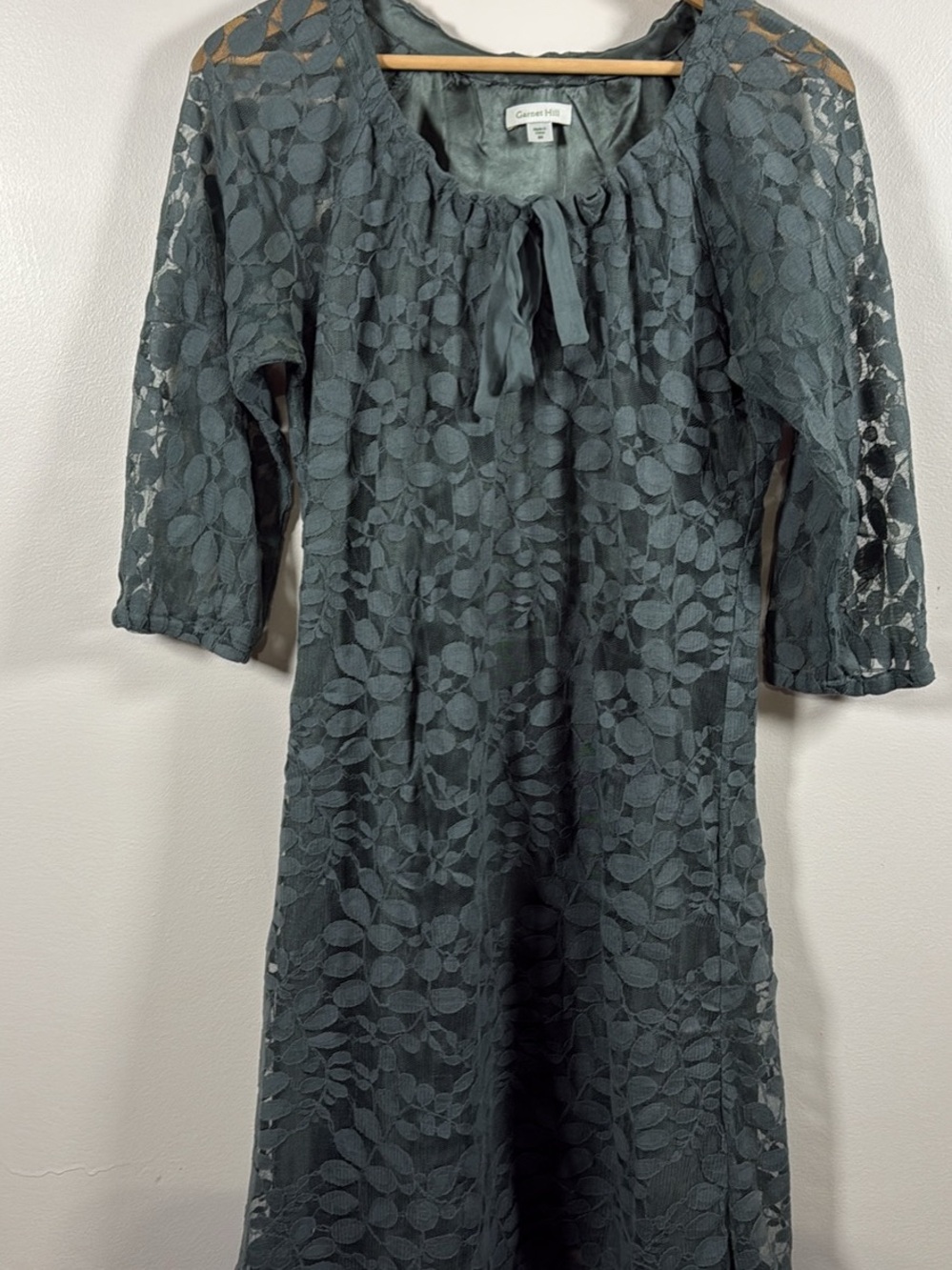 Garnet Hill lace overlay dress in green